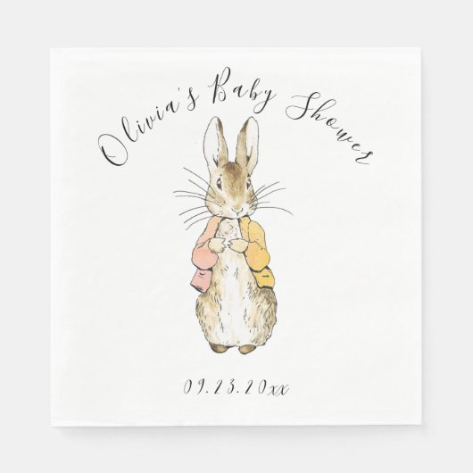 Peter Rabbit Roze & Geel Baby shower Servet (Voorkant)