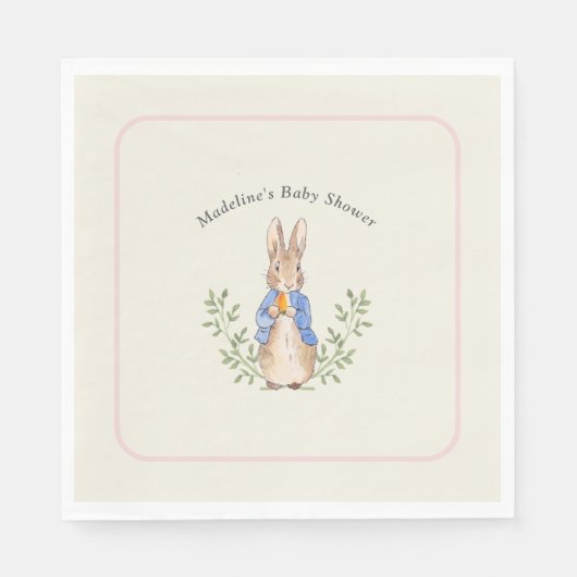 Peter Rabbit Roze Ivoor  Baby shower Servet (Voorkant)
