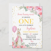 Peter Rabbit Roze Meisje Verjaardagsuitnodiging  Kaart (Voorkant)
