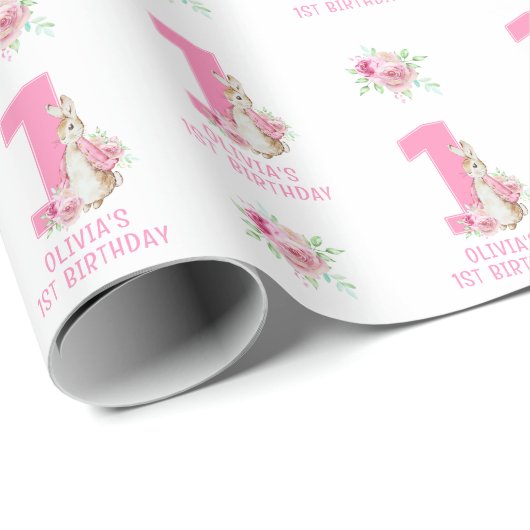Peter Rabbit | Roze Verjaardags Verpakking Cadeaupapier (Rol Hoek)