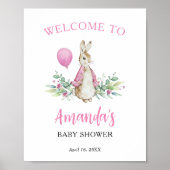 Peter Rabbit Roze Welkomstbord Poster (Voorkant)