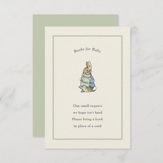Peter Rabbit Sage Green  Baby Boek Informatiekaartje (Voorkant / Achterkant)
