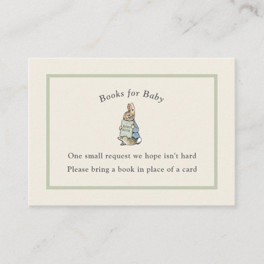 Peter Rabbit Sage Green  Baby Boek Informatiekaartje (Voorkant)
