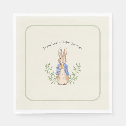 Peter Rabbit Sage Green  Baby shower Servet (Voorkant)