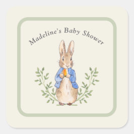 Peter Rabbit Sage Green  Baby shower Vierkante Sticker
