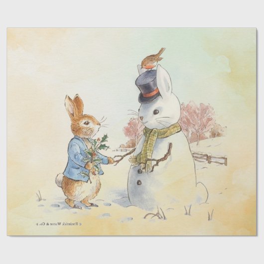 Peter Rabbit (sneeuwman) Cadeaupapier (Vlak)