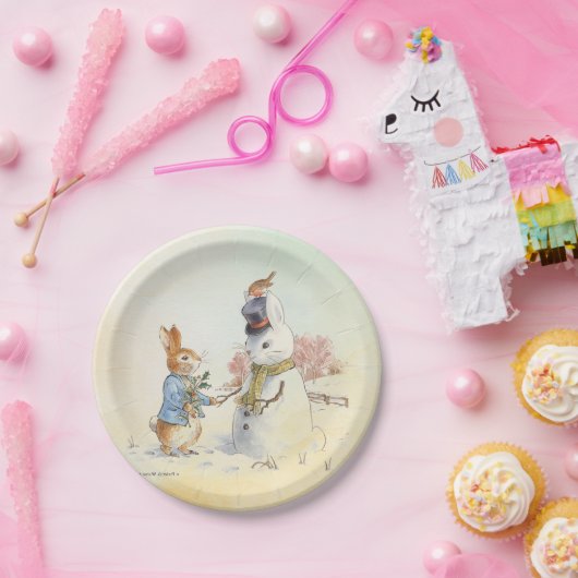 Peter Rabbit (sneeuwman) Papieren Bordje (Feest)