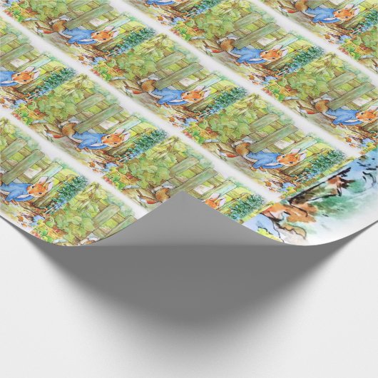 Peter Rabbit under Garden Fence Cadeaupapier (Hoek)