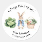 Peter Rabbit Veggie Basket Baby shower Favoriet Ronde Sticker (Voorkant)
