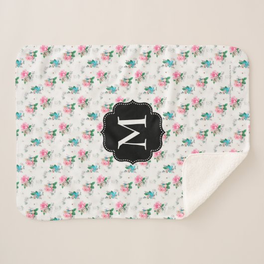 Peter Rabbit | Vergeet me niet Floral Pattern Sherpa Deken (Voorkant (horizontaal))