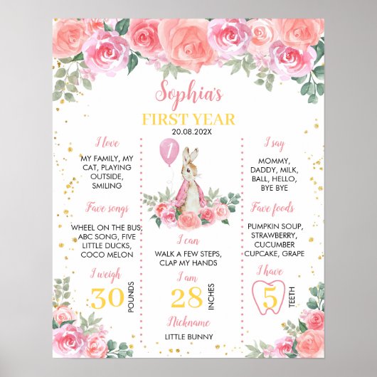 Peter Rabbit Verjaardag Milestone Poster (Voorkant)