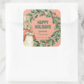 Peter Rabbit | Vrolijk kerstfeest Vierkante Sticker (Tas)