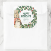 Peter Rabbit | Vrolijk kerstfeest Vierkante Sticker (Tas)