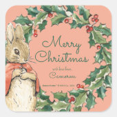 Peter Rabbit | Vrolijk kerstfeest Vierkante Sticker (Voorkant)