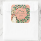 Peter Rabbit | Vrolijk kerstfeest Vierkante Sticker (Tas)