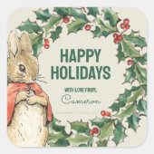Peter Rabbit | Vrolijk kerstfeest Vierkante Sticker (Voorkant)