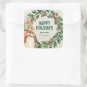 Peter Rabbit | Vrolijk kerstfeest Vierkante Sticker (Tas)