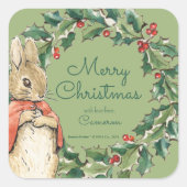 Peter Rabbit | Vrolijk kerstfeest Vierkante Sticker (Voorkant)