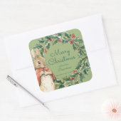 Peter Rabbit | Vrolijk kerstfeest Vierkante Sticker (Envelop)