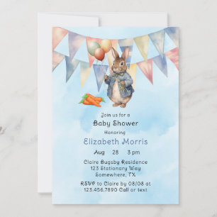 Peter Rabbit Waterverf Baby Boy Shower Kaart