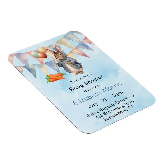 Peter Rabbit Waterverf Baby Boy Shower Uitnodigen Magneet (Rechterzijde)