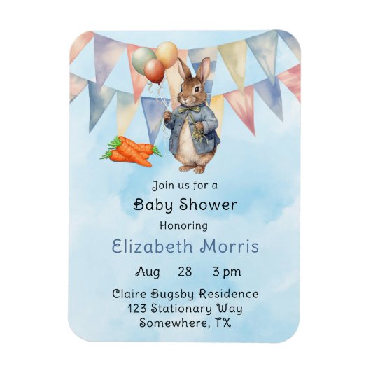Peter Rabbit Waterverf Baby Boy Shower Uitnodigen Magneet (Verticaal)