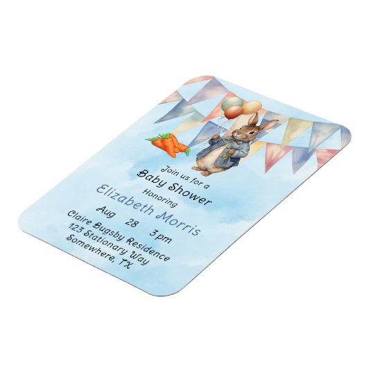Peter Rabbit Waterverf Baby Boy Shower Uitnodigen Magneet (Linkerzijde)