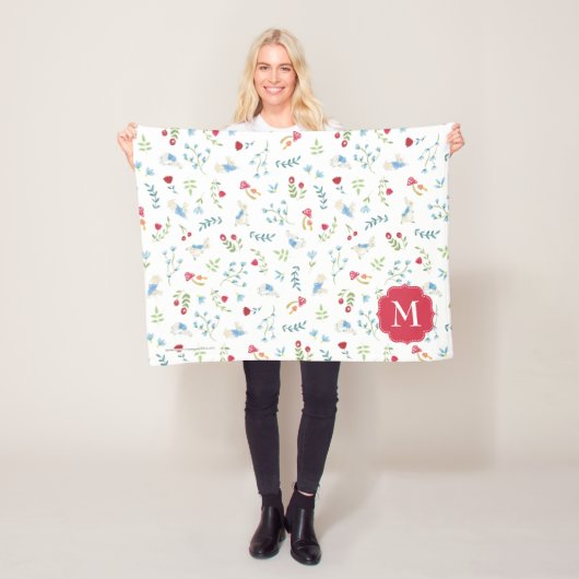 Peter Rabbit | Waterverf bospatroon Fleece Deken (In situ)