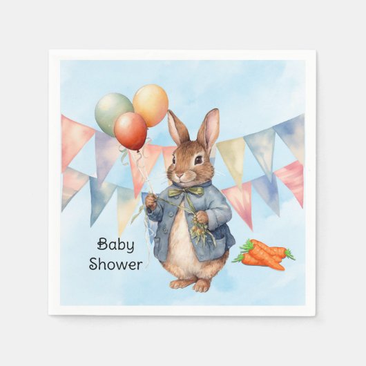 Peter Rabbit Waterverf Boy Baby shower Servet (Voorkant)