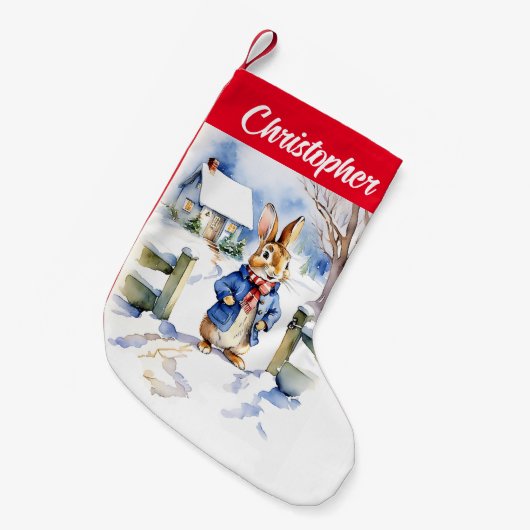 Peter Rabbit waterverf Kerst Kleine Kerstsok (Voorkant (Hangend))