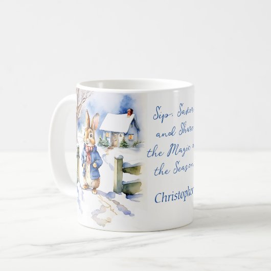 Peter Rabbit  waterverf kerstcadeaus Koffiemok (Voorkant links)
