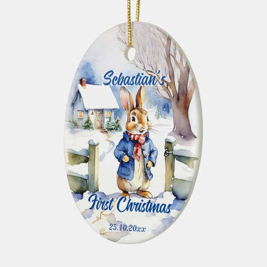 Peter Rabbit  waterverf Kerstfoto Keramisch Ornament (Links)