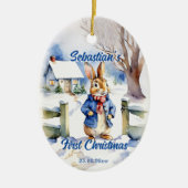 Peter Rabbit  waterverf Kerstfoto Keramisch Ornament (Voorkant)