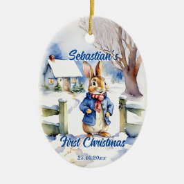 Peter Rabbit  waterverf Kerstfoto Keramisch Ornament