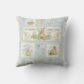 Peter Rabbit Waterverf Rustic Wood Dusty Blue Boy Kussen (Achterkant)