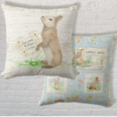 Peter Rabbit Waterverf Rustic Wood Dusty Blue Boy Kussen