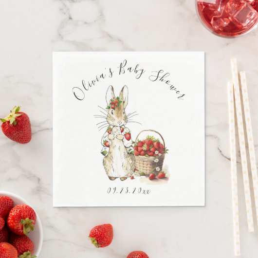 Peter Rabbit Waterverf Strawberry Baby shower Servet (Insitu)