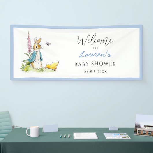 Peter Rabbit Welkomstbord Boy Baby shower Spandoek (Beurs)