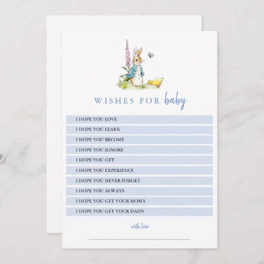 Peter Rabbit Wensen voor Baby Boy Shower Keepsake Kaart (Voorkant / Achterkant)