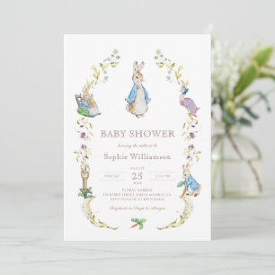 Peter Rabbit Wildflower Baby shower Invitation Kaart