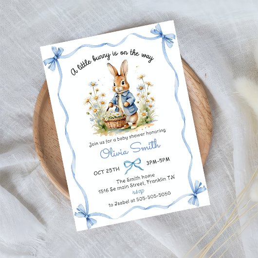 Peter Rabbit Wildflower Baby Shower Uitnodiging