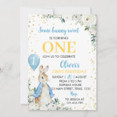 Peter Rabbit Wildflower Eerste Verjaardagsuitnodig Kaart (Voorkant)