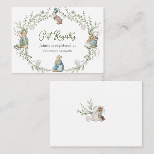 Peter Rabbit Wildflower Gift Registry Informatiekaartje (Voorkant / Achterkant)