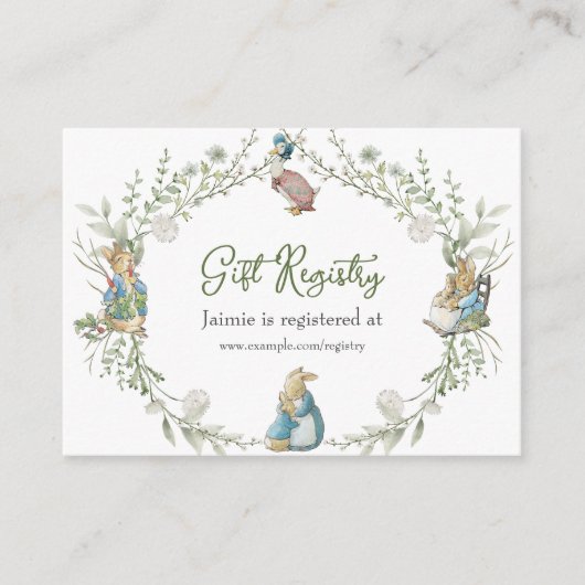 Peter Rabbit Wildflower Gift Registry Informatiekaartje (Voorkant)