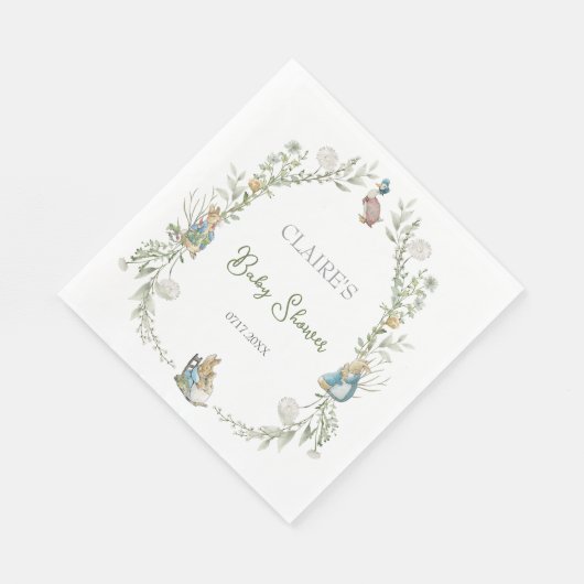 Peter Rabbit Wildflower Waterverf Baby shower Servet (Hoek)