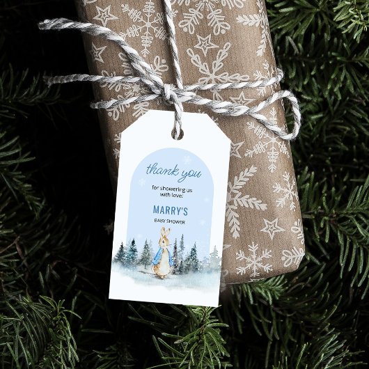 Peter Rabbit Winter Arch Baby shower Bedankt Cadeaulabel