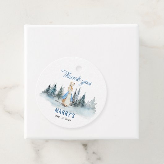 Peter Rabbit Winter Baby shower Bedankjes Labels (In situ)