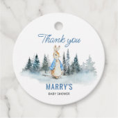 Peter Rabbit Winter Baby shower Bedankjes Labels (Voorkant)