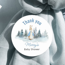 Peter Rabbit Winter Baby shower Ronde Sticker