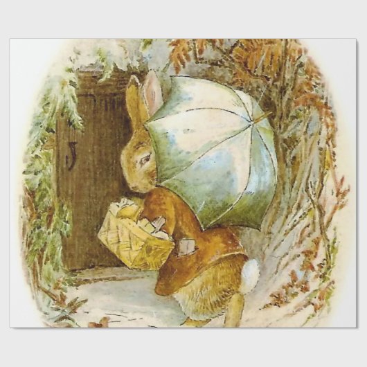 "Peter Rabbit with Winter Umbrella" door Beatrix P Cadeaupapier (Vlak)